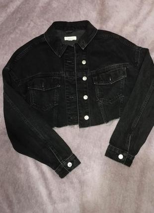Джинсовый пиджак джинсовая черная укороченная необработанный