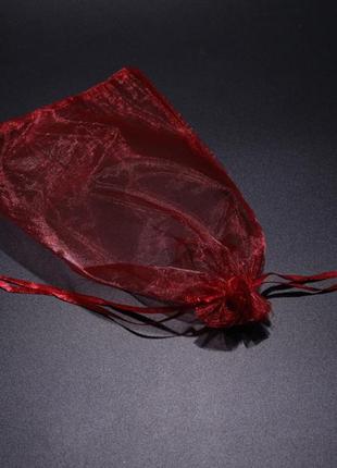 Подарочные красивые  мешочки из органзы  для украшений  цвет бордо. 25х35см