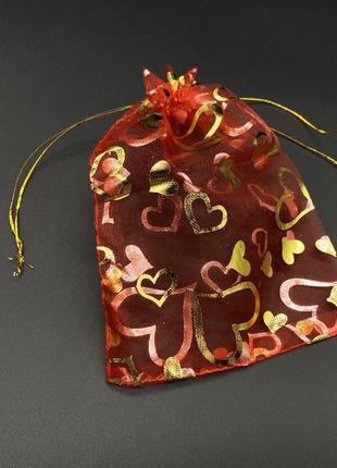 Подарочные мешочки из органзы прозрачные цвет красный. 13х18см