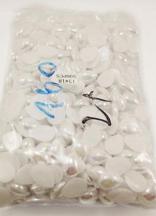 Напівнамистина 13*18 мм "крапля" кольору "білі перли" без отворів декоративна для декору, рукоділля, хобі2 фото