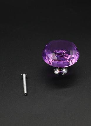 Ручка для декупажа. стекло. 38х42мм цвет "фиолетовый"