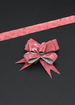 Подарунковий бант-затяжка поліпропіленовий для декору колір червоний.1 фото
