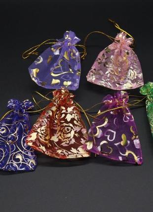 Подарочные мешочки из органзы для украшений и сувениров цвет сіній. 9х12см