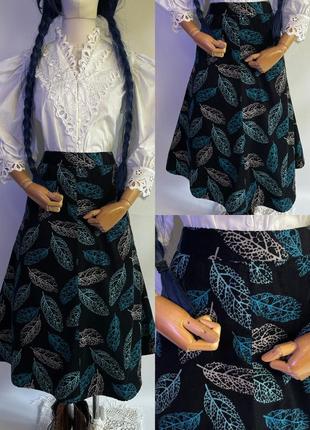 Вельветовая юбка на подкладке в листочках от laura ashley