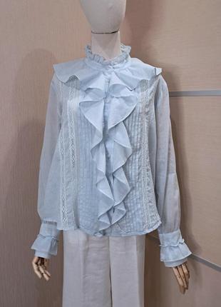 Изысканная рубашка блуза с кружевом laura ashley, размер m, l
