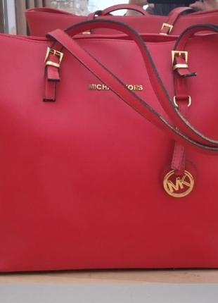 Красная сумка эко кожа michael kors размер - large