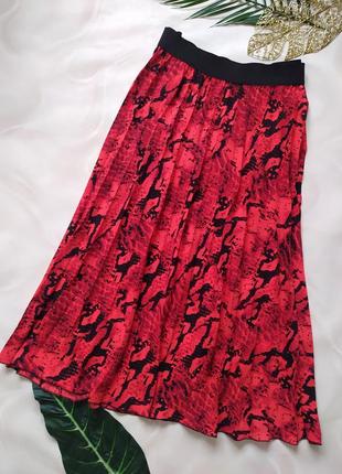 Шелковистая юбка плиссе на резинке, змеиный анималистичный принт, плиссированная полусолнце