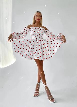 Муслиновое платье с сердечками