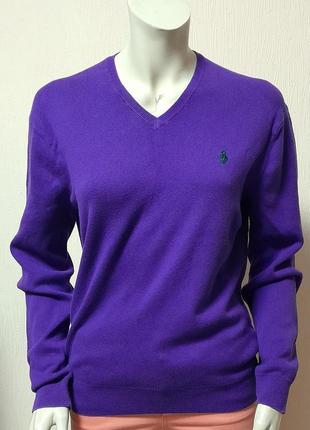 Яскравий бавовняний пуловер фіолетового кольору polo ralph lauren, 💯 оригінал