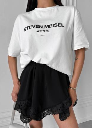 Женская трендовая шелковая мини юбка черная и белая