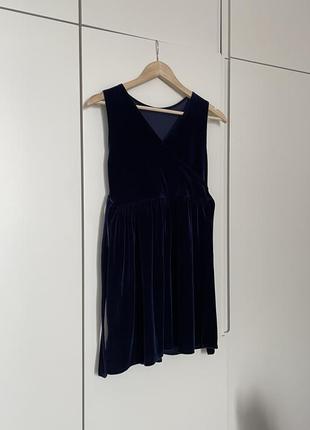 Сукня велюр темно-синя