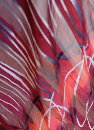 Ро4 шелковый шикарный красный бордовый женский шарф палантин в полоску шелк