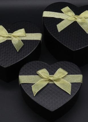 Коробка подарункова "серце". колір чорний. 21х9 см. 3 шт./комплект.4 фото