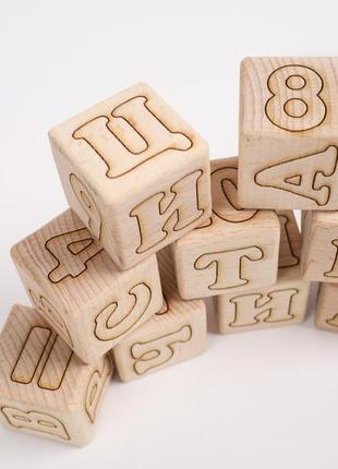 Детская игрушка. кубики  буквы+цифры (укр.) 4х4. экопродукт. 9шт.2 фото