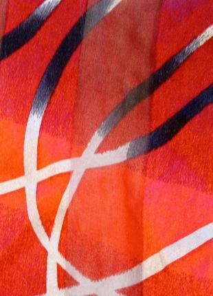 Ро4 шелковый шикарный красный бордовый женский шарф палантин в полоску шелк