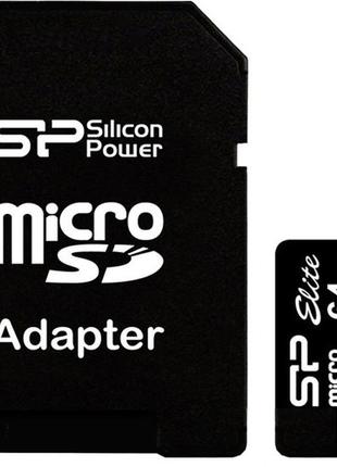 Карта памяти microsdxc 64 gb silicon power elite color c10 uhs-i + adapter sp064gbstxbu1v21sp