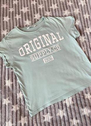 Женская футболка h&m оригинал бирюзовая 100% коттон цвет океана салатовая голубая