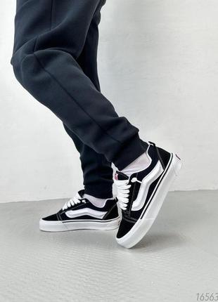 Чоловічі кросівки vans knu school black&white1 фото