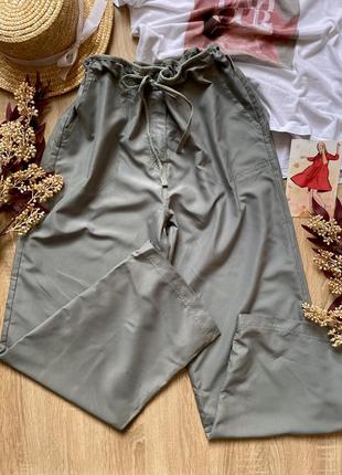 Штани палацо труби на зав’язки в талії на шнурку в поясі