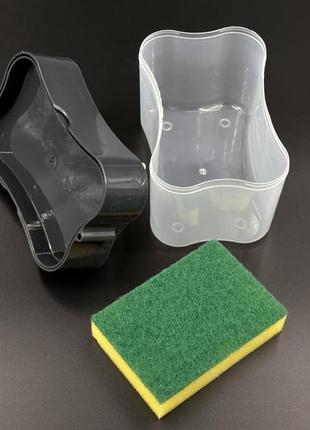 Дозатор для миючого засобу, 380 мл, з підставкою для губки soap pump sponge caddy / диспенсер натискний для3 фото