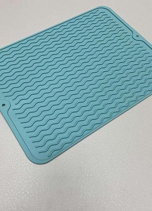 Килимок силіконовий для сушіння посуду 29*39,5 см a-plus 179bm блакитний