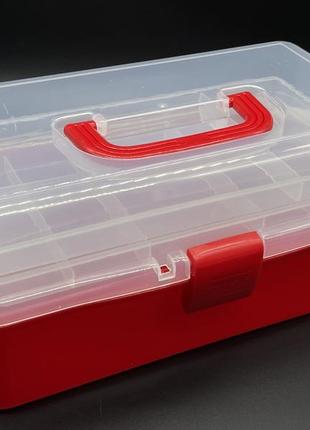 Пластиковий органайзер великий з комірками для зберігання дрібниць 320х190х145 мм з кришкою