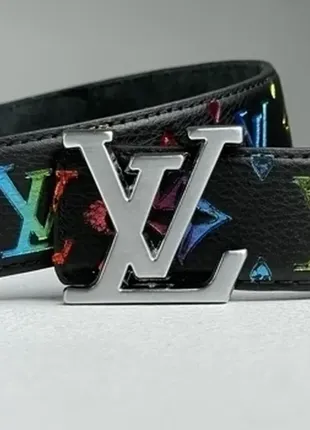 🔥ремень в стиле  louis vuitton rainbow belt black2 фото