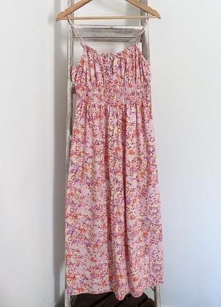 Длинное женское платье, платье h&m с цветами на лето, сарафан 42-44