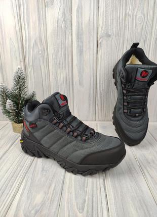 Кроссовки меррелл merrell vibram high winter gray red1 фото