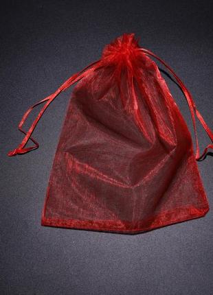 Мішечки для подарунків з органзи однотонні колір червоний. 15х20см1 фото