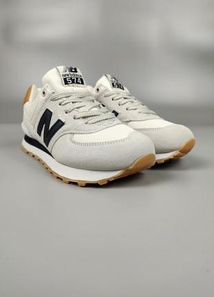 Кроссовки new balance 574 light gray yellow3 фото