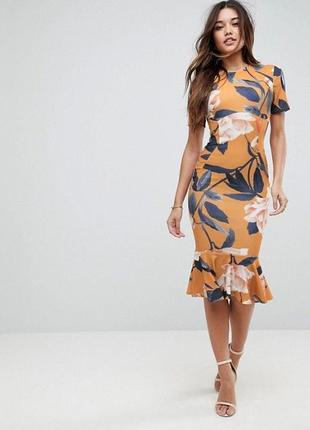 Розпродаж сукня asos міді з високим коміром і баскою по подолу1 фото