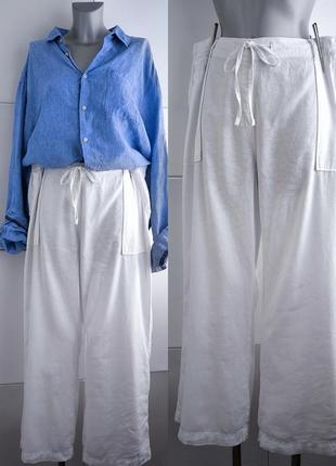 Штани із льоном marks & spencer  білого кольору