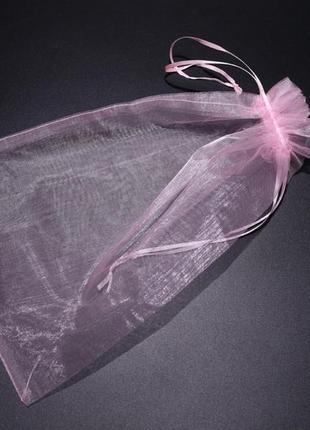 Маленькі подарункові мішечки з органзи для пакування прикрас колір світло-рожевий. 20х30см1 фото