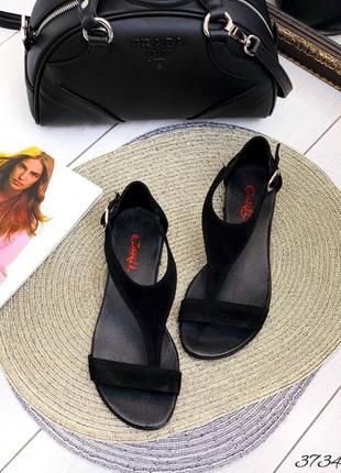 Жіночі чорні замшеві сандалі натуральна замша2 фото