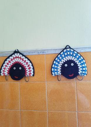 Панно, вязаные крючком африканец, папуасы.