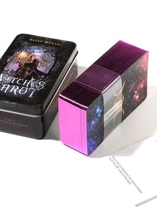 Акция ко дню таролога! карты таро ведьм с голографическим срезом в металлической шкатулке