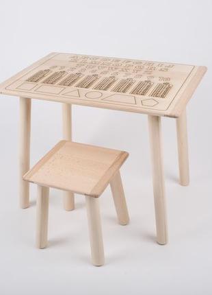 Дитячий набір стіл та стілець + таблиця множення та алфавіт (англ.) .  екопродукт.4 фото