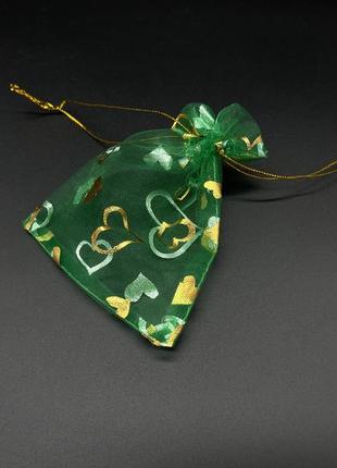 Подарункові мішечки з органзи для прикрас і сувенірів колір зелений. 9х12см2 фото