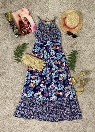 Ніжна мила натуральна максі плаття в квітковий принт #456