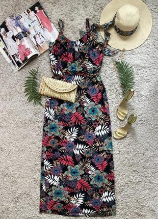 Натуральна сукня максі в квітковий принт високий зріст №237/69