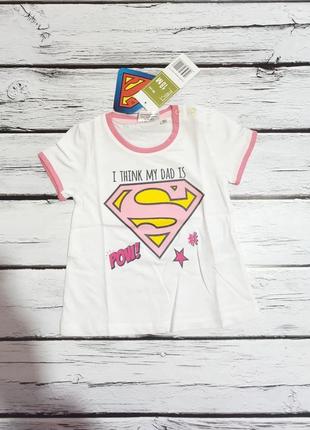 Футболка детская белая футболочка на девочку мой папа супермен супергерой
