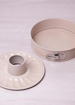 Рознімна форма зі змінним дном і мармуровим антипригарним покриттям для кексу ø26*7 см kamille a60233 фото