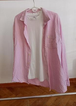 Натуральна як льон легка бавовняна сорочка ніжного пастельного пудрового кольру