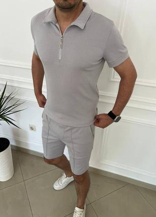 Летний повседневный комплект футболка поло и шорты