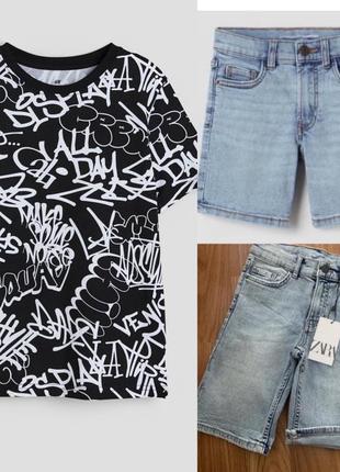 Костюм літний футболка н&м та джинсові шорти zara іспанія підліткові1 фото