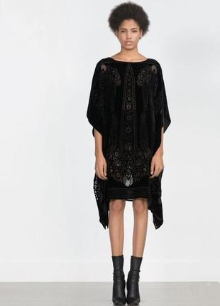 Zara шелковое платье туника шелк велюр бархатное бархат платье бархат миди