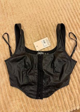 Кожаный топ missguided кожаный корсет черный топ черный корсет укороченный