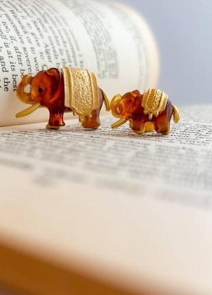 Вінтажні броші слоники з люцитом