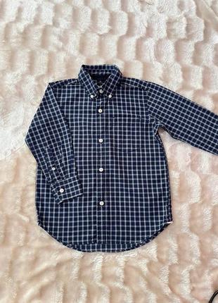 Синяя рубашка в клетку / стильная рубашка в клетку